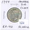 Image 1 : 1944 Canadian Silver 25 Cents. Obverse Die Clash visible in front of the king’s eye and beh