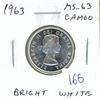 1963 Canadian Silver 25 Cents. MS-63 with Cameo. Bright White.
