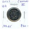 Image 1 : 2023 Canadian King Charles III 25 Cents. The first issue of the new king. MS-65 from an original rol