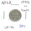 Image 1 : Newfoundland. 1945c Silver 10 Cents. Minted during the last year of World War II. VF-20.