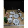 Image 1 : Silver anniversary dishes + clear glass plates , misc.