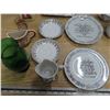 Image 2 : Silver anniversary dishes + clear glass plates , misc.
