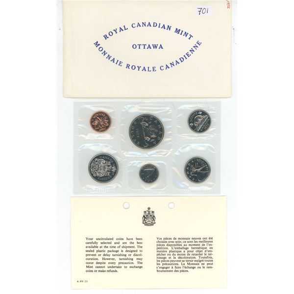 1972 Canadian coin PL year set