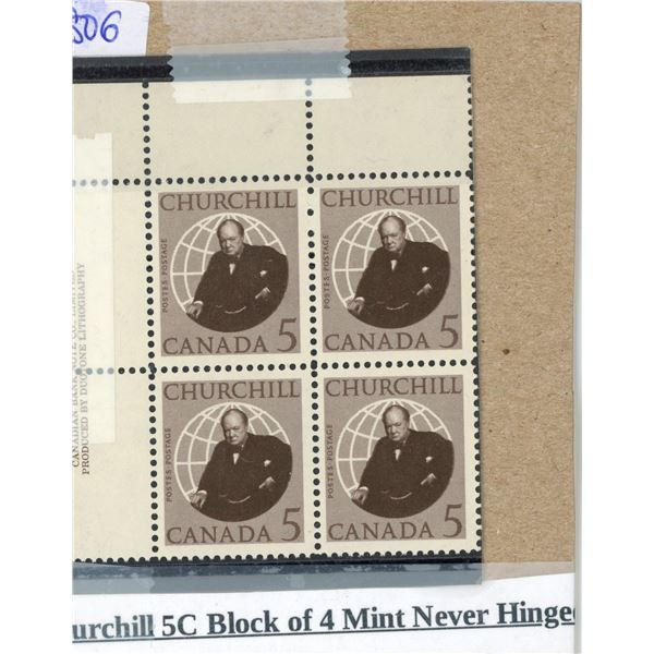 Churchill 5C block of 4 MNH