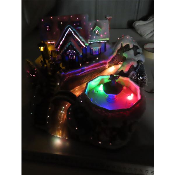 Fiber potic musical scene with fountain christmas lighted piece- working