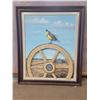 Image 1 : 3D finch on wagon wheel picture 93x68cm