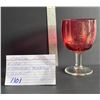 Image 1 : Carnival glass, cranberry goblet