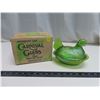 Image 1 : Green Indiana carnival glass hen on a nest