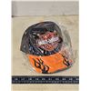 Image 1 : Black n Orange Harley Davidson hat, w/ Velcro back and black flames - new