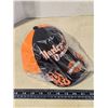 Image 1 : Black n Orange Harley Davidson hat, w/ Velcro back and orange flames - new