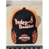 Image 2 : Black n Orange Harley Davidson hat, w/ Velcro back and orange flames - new