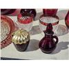 Image 2 : Collection of red glass wares - Vases, bowl, cream n sugar dishes, etc.