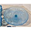 Image 5 : Collection of blue glass items - Candy dishes, cake platter, goblets, blue bird, etc.