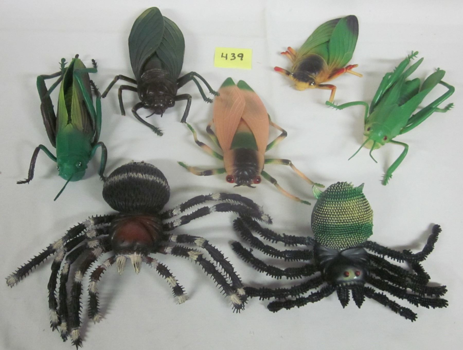 Rubbery Insect 7 Large Rubber/Plastic Bugs - 2 Spiders, 2 Grasshoppers, 3 Flying ...