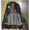 Image 3 : Vintage Men's Size 44 ¾ Length Double Breasted zip-out Lining Dark Brow Leather Trench Coat - Lac Co