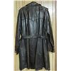 Image 5 : Vintage Men's Size 44 ¾ Length Double Breasted zip-out Lining Dark Brow Leather Trench Coat - Lac Co