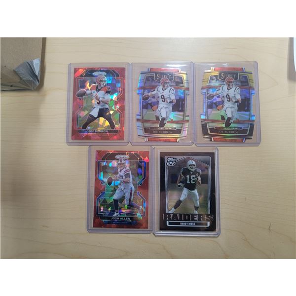 3 Joe Burrow, 1 Moss, 1 Allen football cards