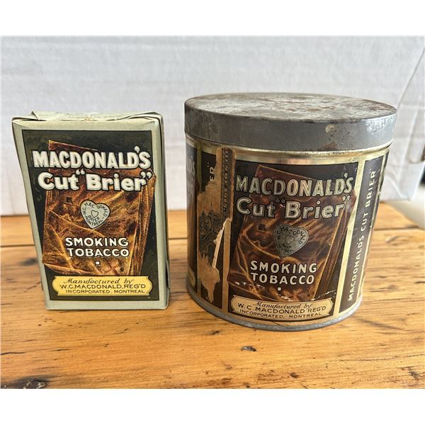 MacDonald's tin and Cigarette pack