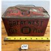 Image 1 : Great West cut plug tobacco tin, top lid is rough