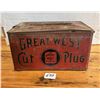 Image 4 : Great West cut plug tobacco tin, top lid is rough