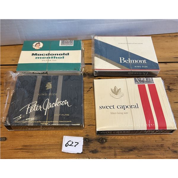 4 Unopened packs of cigarettes - Belmont, Peter Jackson, Sweet Caporal, MacDonald's menthol