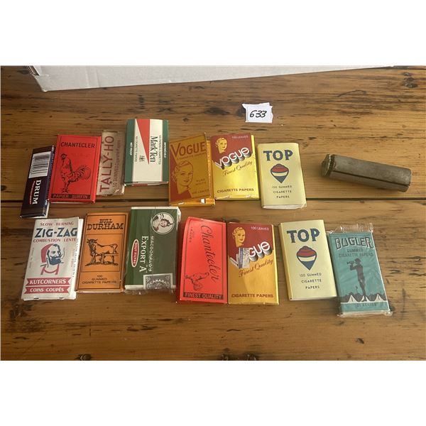 14 Packs vintage cigarette papers and cigarette roller