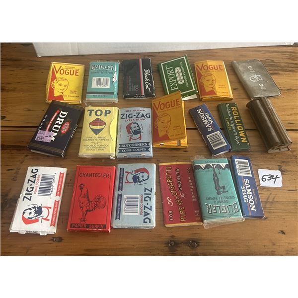 17 Pack vintage cigarette papers and cigarette roller