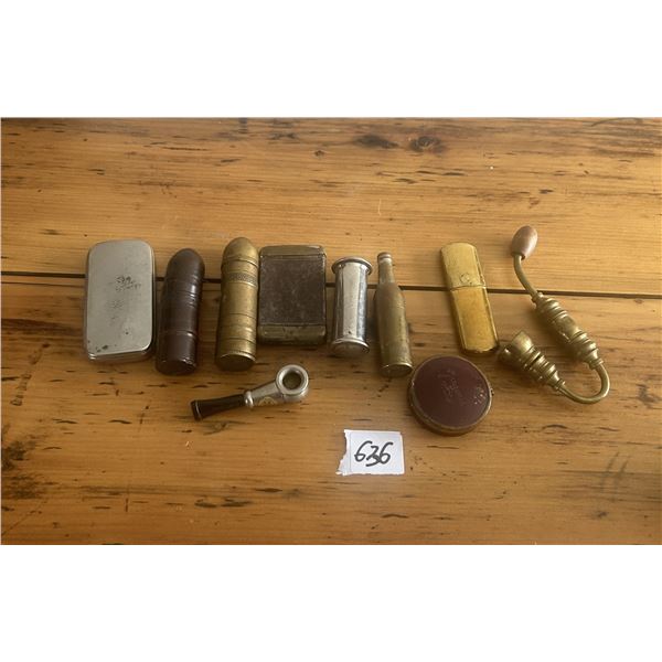 Lighters, match holders, pipes - lot of 10 pc's