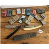 Image 1 : 2 Straight razors and lot of shaving blades, Gillette, Adanac, etc.