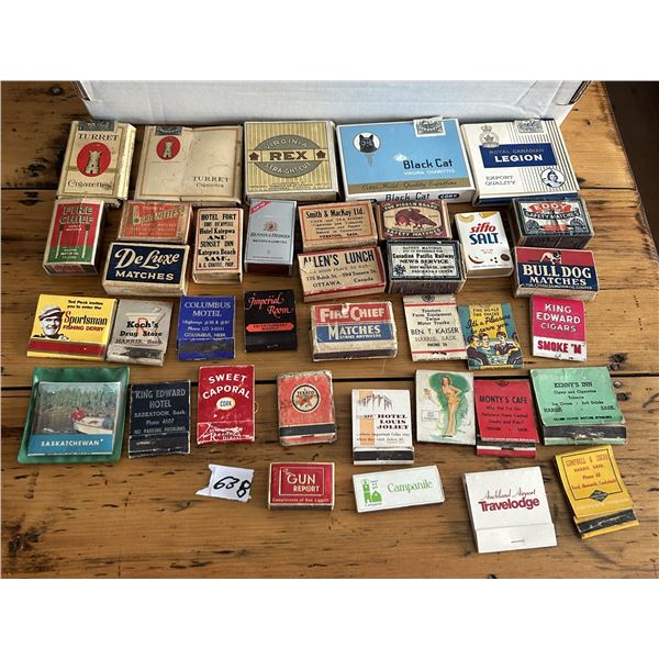 Large lot of advertising/match boxes, match books and 5 vintage match cigarette boxes