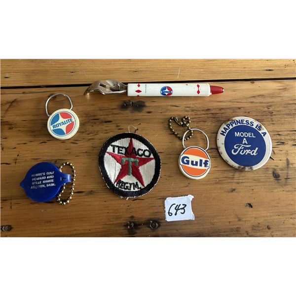 6 Advertising pc's - Texaco, Royalite, Gulf, Ford