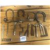 Image 1 : Miniature metal tools, horse shoes, etc. Salesman sample style