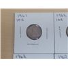 Image 2 : 4 silver 10 cents 1961, 62, 62, 62