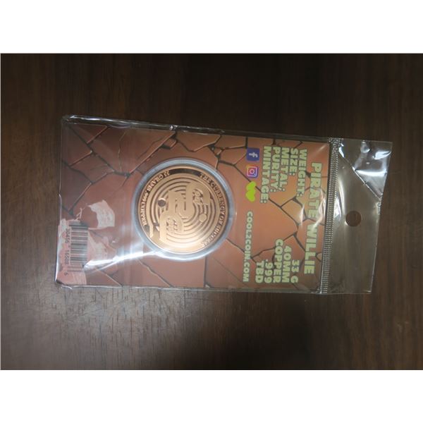 33g copper pirate willie coin