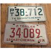 Image 1 : 2 Saskatchewan trailer plates - 1971 & 1974