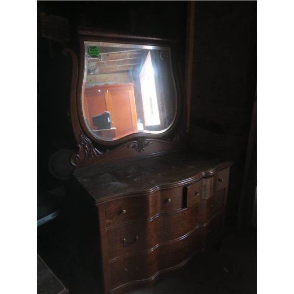 serpentine front dresser oak