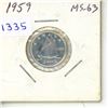 Image 1 : 1959 Canadian Silver 10 Cents. MS-63. Bright White.