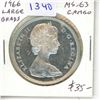 Image 1 : 1966 Large Beads Canadian Silver Dollar. MS-63 with Cameo.