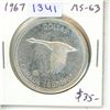 Image 1 : 1967 Canadian Silver Dollar. One Year Type flying Canada goose. MS-63.