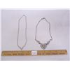 Image 1 : 2 Vintage Rhinestone Necklaces one on the Right has one Stone Missing