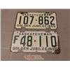 Image 1 : Lot of 2 1955 SK golden jubliee license plates