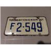 Image 2 : 1961 Sk license plate F2-549