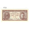 Image 2 : Hong Kong. ND 1945 1 Cent. Smallest denomination note issued for King George VI. Uncirculated.