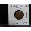 Image 1 : 1924 Canadian Small Cent. VF-20. Key Date.