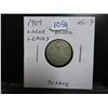 Image 1 : 1909 Large Broad Leaves Silver 10 Cents. aG-3. Scarce.