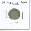 Image 1 : 1934 silver Canadian Ten Cent.