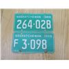 Image 1 : two 1969 sask license plates one farm plate