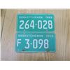 Image 6 : two 1969 sask license plates one farm plate