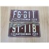 Image 1 : two 1949 sask license plates one farm plate