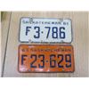 Image 6 : 1961 sask farm license plate and 1963 sask farm license plate